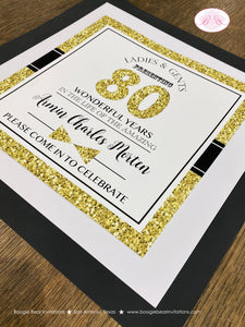 Aged to Perfection Birthday Party Door Banner Formal Modern Bow Tie Black White Glitter Gold Elegant Boogie Bear Invitations Armin Theme