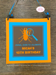Insect Bug Birthday Door Banner Welcome Happy Rain Forest Amazon Rainforest Brown Blue Orange Kids Hunt Boogie Bear Invitations Micah Theme