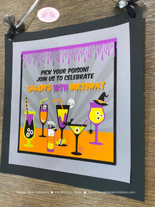 Spooky Cocktails Birthday Party Door Banner Halloween Haunted House Pick Your Poison Toxic Elixir Drinks Boogie Bear Invitations Salem Theme