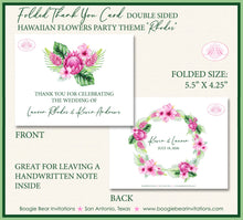 Load image into Gallery viewer, Hawaiian Flowers Thank You Card Wedding Party Floral Pink Hibiscus Hawaii Tropical Island Palm Boogie Bear Invitations Rhodes Theme Printed