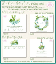 Load image into Gallery viewer, Rustic Succulents Thank You Card Wedding Party Floral Cactus Desert Plant Green Blue Terrarium Boogie Bear Invitations Bronson Theme Printed