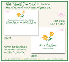 Load image into Gallery viewer, Yellow Flowers Thank You Card Party White Green Garden Grow Outdoor Bloom Wildflower Birthday Boogie Bear Invitations Anderson Theme Printed