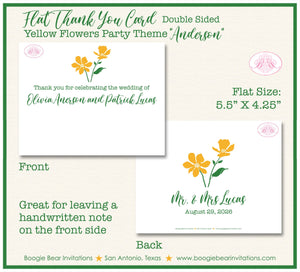 Yellow Flowers Thank You Card Party White Green Garden Grow Outdoor Bloom Wildflower Birthday Boogie Bear Invitations Anderson Theme Printed