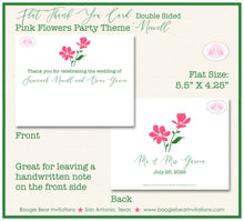 Load image into Gallery viewer, Pink Flowers Thank You Card Party White Green Garden Grow Outdoor Bloom Wildflower Birthday Boogie Bear Invitations Newell Theme Printed
