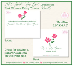 Pink Flowers Thank You Card Party White Green Garden Grow Outdoor Bloom Wildflower Birthday Boogie Bear Invitations Newell Theme Printed