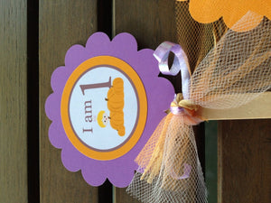 Little Pumpkin Party Cupcake Toppers Lavender Fall Birthday Girl Purple Hayride Farm Country Pumpkin Boogie Bear Invitations Kayla Theme