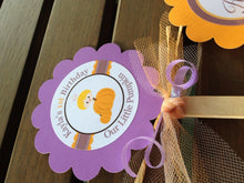 Load image into Gallery viewer, Little Pumpkin Party Cupcake Toppers Lavender Fall Birthday Girl Purple Hayride Farm Country Pumpkin Boogie Bear Invitations Kayla Theme