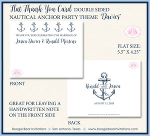 Nautical Anchor Thank You Card Wedding Party Blue Map Chart Aweigh Boating Boat Ocean Tie Knot Boogie Bear Invitations Davies Theme Printed