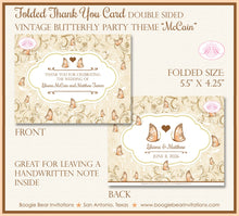 Load image into Gallery viewer, Vintage Butterfly Thank You Card Wedding Party Garden Spring Flower Victorian Woodland Summer Boogie Bear Invitations McCain Theme Printed