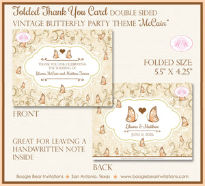 Vintage Butterfly Thank You Card Wedding Party Garden Spring Flower Victorian Woodland Summer Boogie Bear Invitations McCain Theme Printed