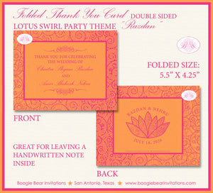 Lotus Swirl Thank You Card Wedding Party Flower Garden Modern Pink Orange Picnic Outdoor Formal Boogie Bear Invitations Razdan Theme Printed