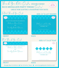 Load image into Gallery viewer, Blue Medallion Thank You Card Wedding Party Flower Damask Victorian Flower Vintage Star Lace Boogie Bear Invitations Carter Theme Printed