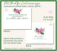 Load image into Gallery viewer, Hawaiian Flowers Thank You Card Wedding Party Floral Pink Hibiscus Hawaii Tropical Island Palm Boogie Bear Invitations Rhodes Theme Printed