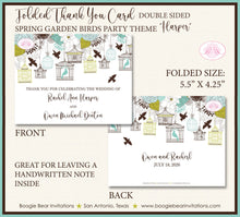 Load image into Gallery viewer, Garden Birds Thank You Card Wedding Party Woodland Birdcage Cage Tree Forest Flower Aqua Brown Boogie Bear Invitations Harper Theme Printed