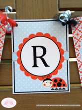 Load image into Gallery viewer, Ladybug Birthday Party Name Banner Lady Bug Red Black Dot Tea Girl Little Spot Outdoor Picnic Garden Boogie Bear Invitations Sabrina Theme
