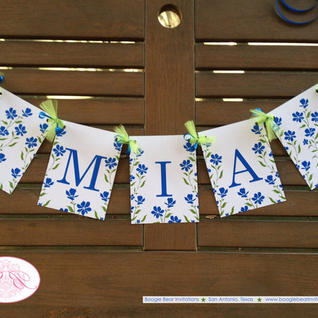 Blue Flowers Bluebonnets Spring Wild Wildflowers Girl Country Wildflowers Garden Picnic Floral Bonnets Boogie Bear Invitations Mia Theme
