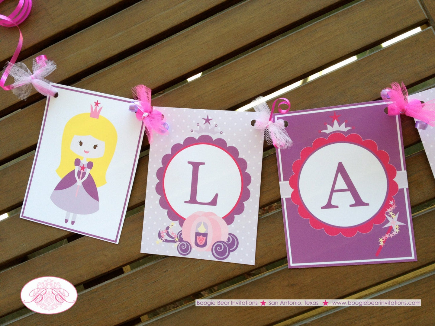 Fairy Princess Birthday Party Banner Pink Purple Lavender Royal Ball Wand Magic Carriage Crown Dinner Boogie Bear Invitations Lauren Theme