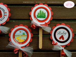 Wizard of Oz Party Cupcake Toppers Birthday Red Shoes Toto Dorothy Castle Wizard of Oz Yellow Brick Road Boogie Bear Invitations Ruby Theme
