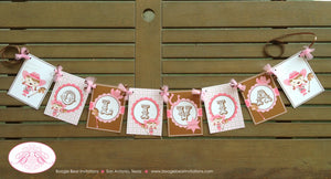 Pink Cowgirl Birthday Party Name Banner Western Horse Pony Girl Boots Sherrif Country Farm Wild West Boogie Bear Invitations Olivia Theme