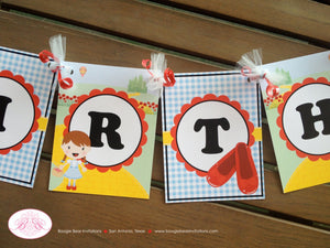Wizard of Oz Happy Birthday Banner Party Girl Red Shoes Dorothy Toto 1st 2nd 3rd 4th 5th 6th 7th 8th 9th Boogie Bear Invitations Ruby Theme