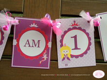 Load image into Gallery viewer, Princess I am 1 Birthday Highchair Banner Magic Fairy Girl Purple Pink Royal Ball Dance Castle Crown Boogie Bear Invitations Lauren Theme