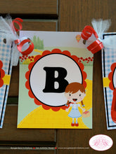 Load image into Gallery viewer, Wizard of Oz Birthday Party Banner Girl Dorothy Red Blue Small Flowers Yellow Brick Road Red Shoes Toto Boogie Bear Invitation Ruby Theme