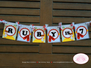 Wizard of Oz Birthday Party Banner Girl Dorothy Red Blue Small Flowers Yellow Brick Road Red Shoes Toto Boogie Bear Invitation Ruby Theme