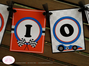 Race Car Name Birthday Party Banner Driver Boy Girl Racing Red Blue Racing Track Grand Prix Driver Retro Boogie Bear Invitations Mario Theme