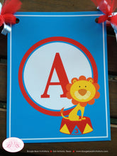 Load image into Gallery viewer, Circus Animals Birthday Party Banner Tiger Elephant Sea Lion Clown Big Top Red Blue Boy Girl Carnival Boogie Bear Invitations Oscar Theme