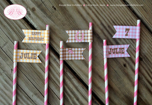 Pink Cowgirl Birthday Party Straws Paper Set Hat Wild West Ranch Brown Country Farm Barn Western Sheriff Boogie Bear Invitations Julie Theme