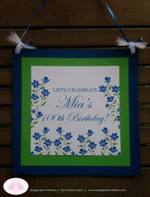 Load image into Gallery viewer, Blue Flowers Birthday Party Door Banner Bluebonnets Happy Girl Garden Picnic Outdoor Spring Ladies Floral Boogie Bear Invitations Mia Theme