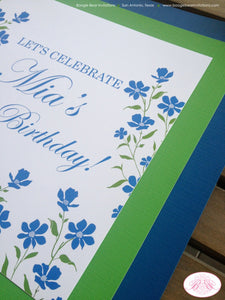 Blue Flowers Birthday Party Door Banner Bluebonnets Happy Girl Garden Picnic Outdoor Spring Ladies Floral Boogie Bear Invitations Mia Theme