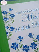 Load image into Gallery viewer, Blue Flowers Birthday Party Door Banner Bluebonnets Happy Girl Garden Picnic Outdoor Spring Ladies Floral Boogie Bear Invitations Mia Theme