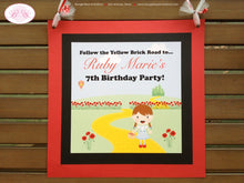 Load image into Gallery viewer, Wizard of Oz Happy Birthday Door Banner Girl Dorothy Red Poppies Flowers Yellow Brick Road Wizard Castle Boogie Bear Invitations Ruby Theme
