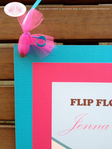 Flip Flop Pool Birthday Party Door Banner Pink Blue Girl Swim Splash Bash Swimming Beach Ball Summer Boogie Bear Invitations Jenna Theme