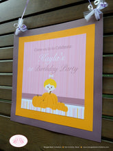 Load image into Gallery viewer, Little Pumpkin Birthday Party Door Banner Happy Girl Fall Purple Pink Bow Stripe Patch Barn Farm Country Boogie Bear Invitations Kayla Theme