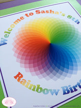 Load image into Gallery viewer, Rainbow Birthday Party Door Banner Happy Painting Girl Boy Art Class Craft Kaleidoscope Color Wheel Kids Boogie Bear Invitations Sasha Theme