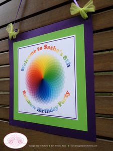 Rainbow Birthday Party Door Banner Happy Painting Girl Boy Art Class Craft Kaleidoscope Color Wheel Kids Boogie Bear Invitations Sasha Theme
