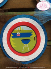 Load image into Gallery viewer, Lake Cupcake Toppers Birthday Party Boy Girl Swimming Fishing State Park Forest Swim Fish Boat Boating Boogie Bear Invitations Jamie Theme