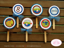 Load image into Gallery viewer, Lake Cupcake Toppers Birthday Party Boy Girl Swimming Fishing State Park Forest Swim Fish Boat Boating Boogie Bear Invitations Jamie Theme