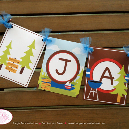 Lake Name Birthday Party Banner Boy Girl Sail Boat Summer Camping Swimming Swim Boating BBQ Grill Forest Boogie Bear Invitations Jamie Theme