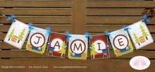 Load image into Gallery viewer, Lake Name Birthday Party Banner Boy Girl Sail Boat Summer Camping Swimming Swim Boating BBQ Grill Forest Boogie Bear Invitations Jamie Theme