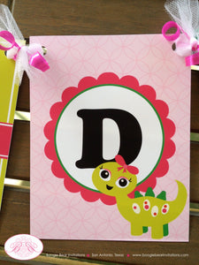 Pink Dinosaur Birthday Party Banner Name Girl Little Bow Ribbon Egg Lime Green Scallop Room Stomp Roar Boogie Bear Invitations Claudia Theme