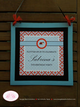 Load image into Gallery viewer, Ladybug Party Door Banner Happy Birthday Girl Lady Bug Garden Red Blue Black Fly Outdoor Picnic Garden Boogie Bear Invitations Sabrina Theme