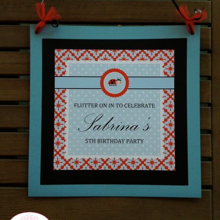 Ladybug Party Door Banner Happy Birthday Girl Lady Bug Garden Red Blue Black Fly Outdoor Picnic Garden Boogie Bear Invitations Sabrina Theme