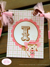 Load image into Gallery viewer, Pink Cowgirl Birthday Party Banner Hat Girl Horse Cow Girl Hat Small Name Age 1st 2nd 3rd 4th 5th 6th Boogie Bear Invitations Olivia Theme