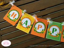 Load image into Gallery viewer, Pinwheel Happy Birthday Party Banner Orange Green Yellow Retro Boy Girl Breezy Garden Picnic Outdoor Boogie Bear Invitations Reagan Theme