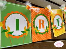 Load image into Gallery viewer, Pinwheel Happy Birthday Party Banner Orange Green Yellow Retro Boy Girl Breezy Garden Picnic Outdoor Boogie Bear Invitations Reagan Theme