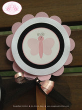 Load image into Gallery viewer, Pink Butterfly Cupcake Topper Set Girl Birthday Party Little Tiny Garden Bug Black Picnic Outdoor Spring Boogie Bear Invitation Emma Theme