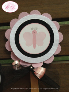 Pink Butterfly Cupcake Topper Set Girl Birthday Party Little Tiny Garden Bug Black Picnic Outdoor Spring Boogie Bear Invitation Emma Theme